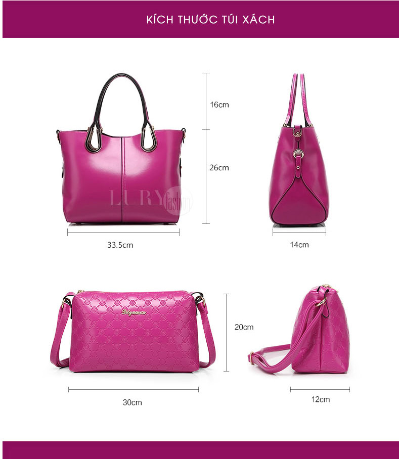 Set 2 túi xách màu hồng thời trang TU1528